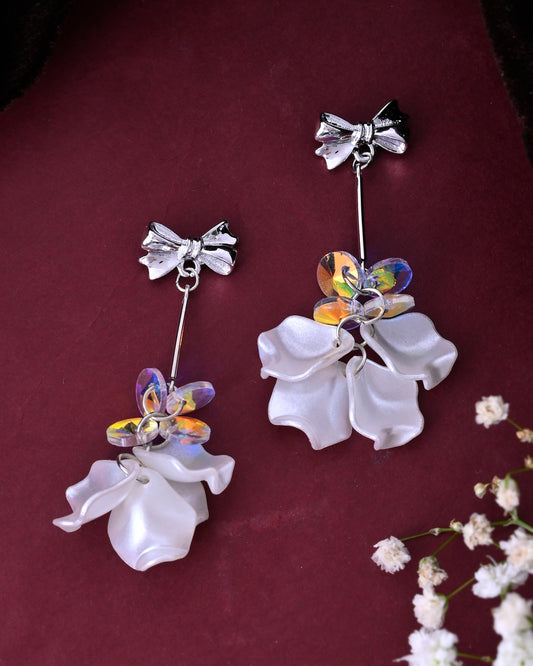 VOJ Silver Plated Bow Drop Earrings VOJ (Valley Of Jewellery)