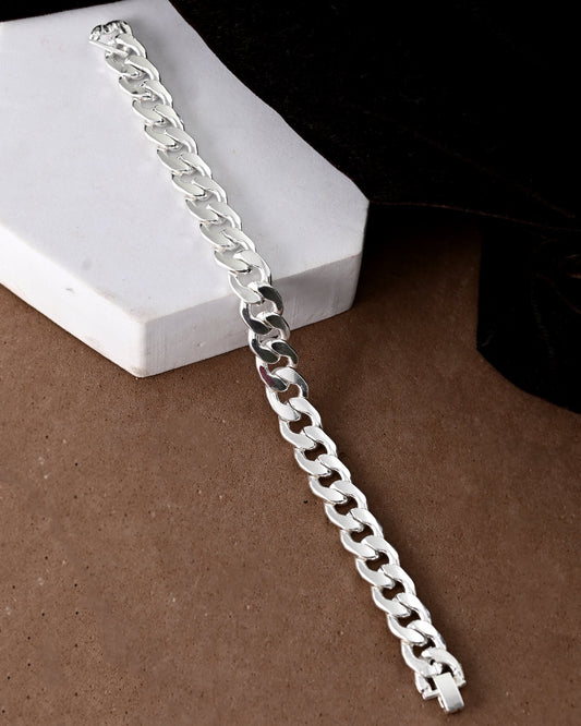 VOJ Silver Plated Stainless Steel Elegent Men's Bracelet | Grab2Buy