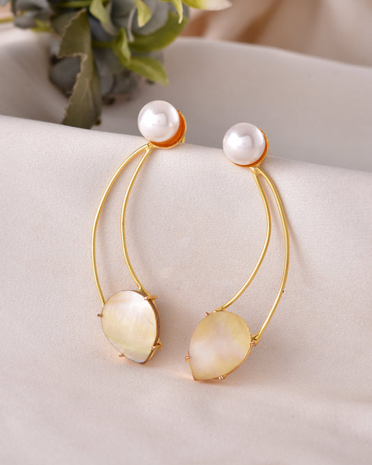 VOJ Gold Toned Pearl And Stone Studded Earrings VOJ (Valley Of Jewellery)
