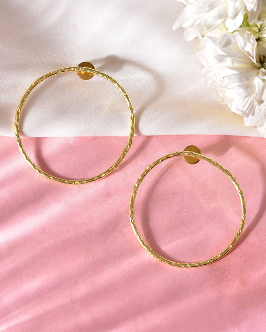VOJ Gold Toned Circular Studs Earrings VOJ (Valley Of Jewellery)