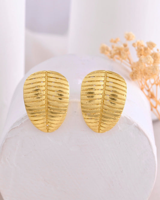 VOJ Gold-Polished Anti Tarnish Leaf Shape Earrings VOJ (Valley Of Jewellery)