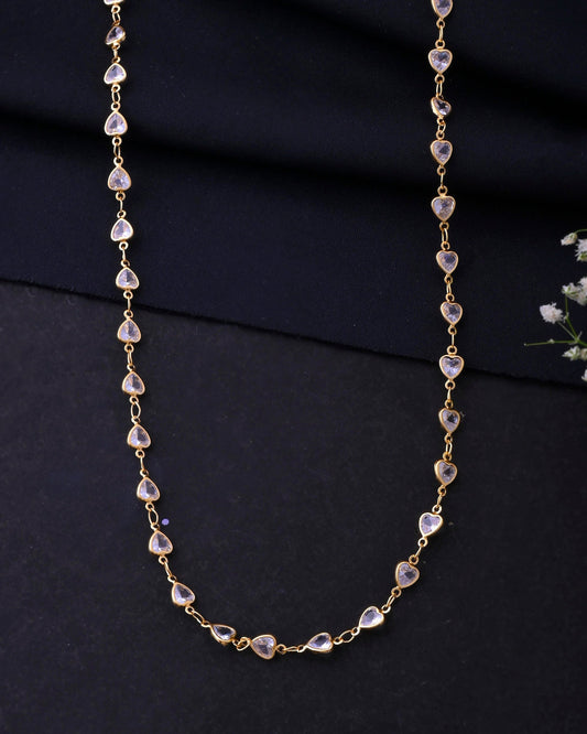 VOJ Women Gold-Polished Heart Shaped Stone Studded Chain