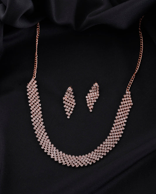 VOJ Rose Gold-Polished Stone Studded Jewellery Set | Grab2Buy