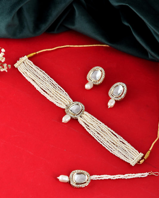 VOJ White Kundan Studded Choker Set | Grab2Buy