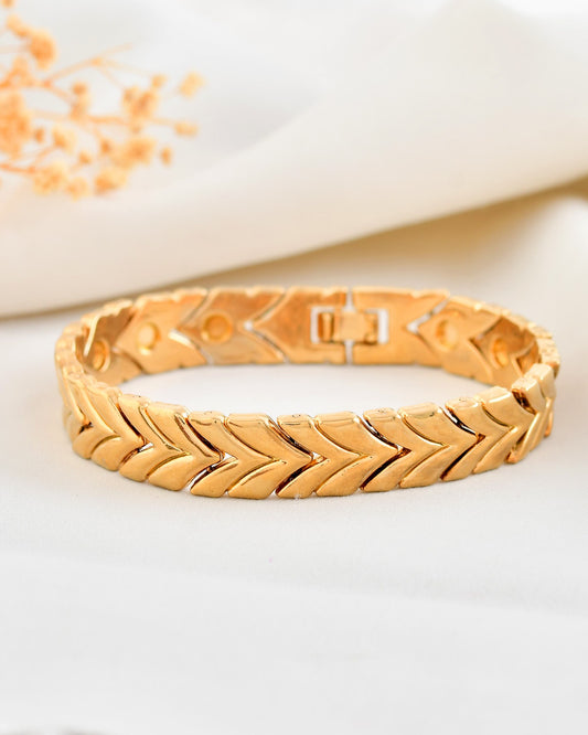 VOJ Gold Toned Magnetic Therapy Bracelet for Men VOJ (Valley Of Jewellery)