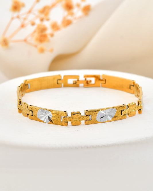 VOJ Men's Double Toned Stainless Steel Textural Linked Bracelet VOJ (Valley Of Jewellery)