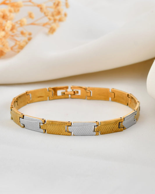 VOJ Dual Toned Alloy Bracelet For Men VOJ (Valley Of Jewellery)