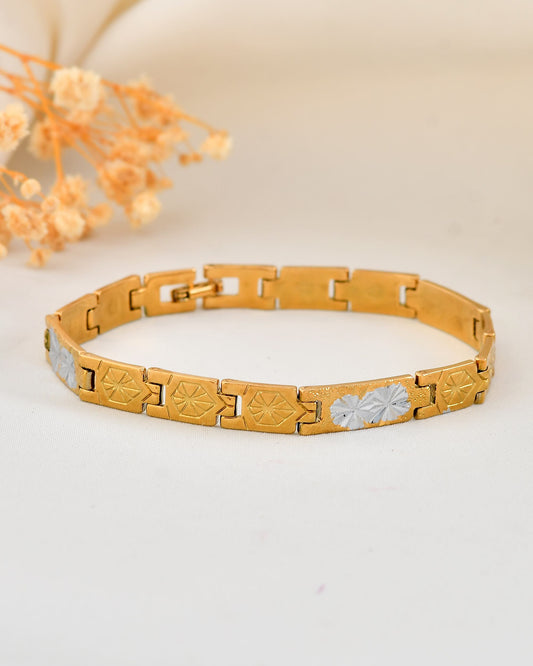 VOJ Gold And Silver Toned Stainless Steel Textural Bracelet For Men | Grab2Buy