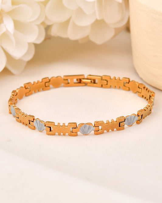 VOJ Gold And Silver Toned Stainless Steel Designer Bracelet For Men | Grab2Buy