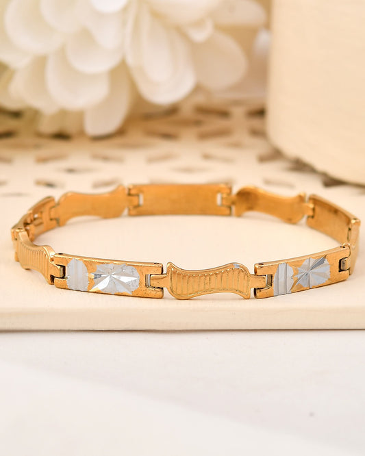 VOJ Double Toned Textural Designer Linked Bracelet For Men VOJ (Valley Of Jewellery)