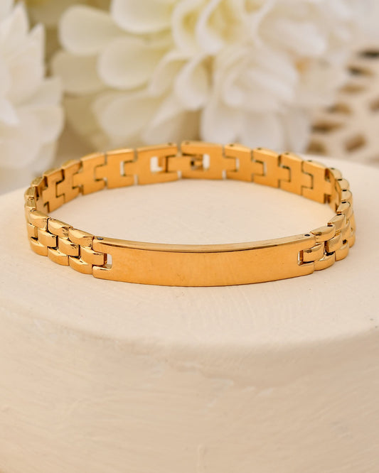 VOJ Men Gold Polished Link Bracelet | Grab2Buy