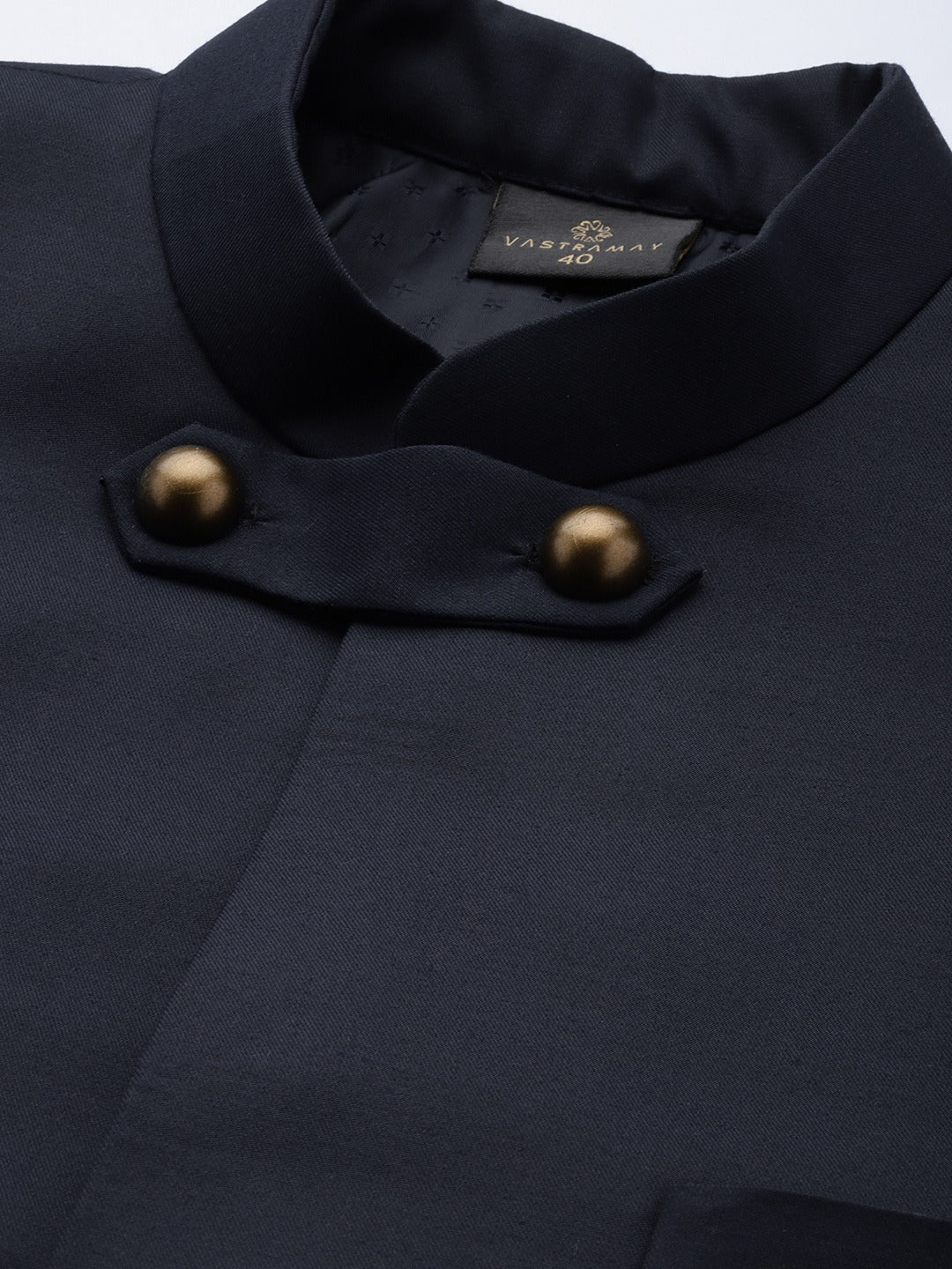 Shrestha By Vastramay Men's Navy Blue Silk Blend Sherwani Only Top - Grab2buy