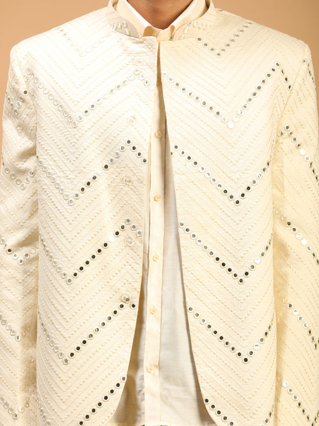 Shrestha By Vastramay Men's Cream Viscose Ethnic Combo Set - Grab2buy