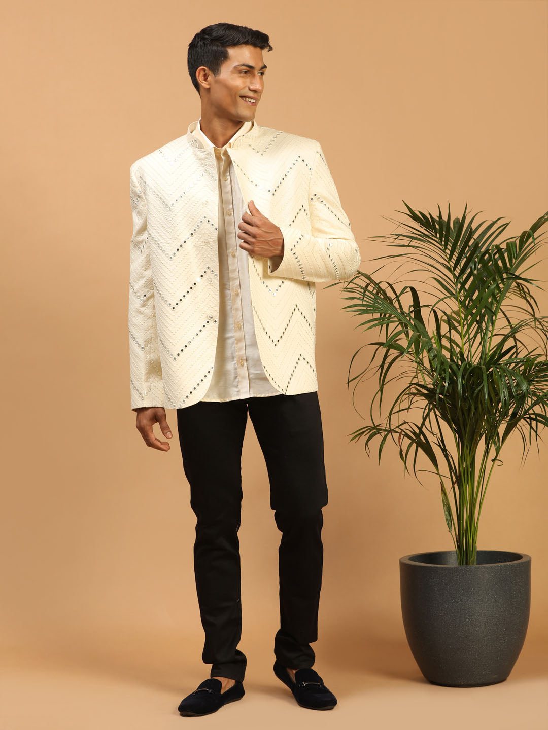 Shrestha By Vastramay Men's Cream Viscose Ethnic Combo Set - Grab2buy
