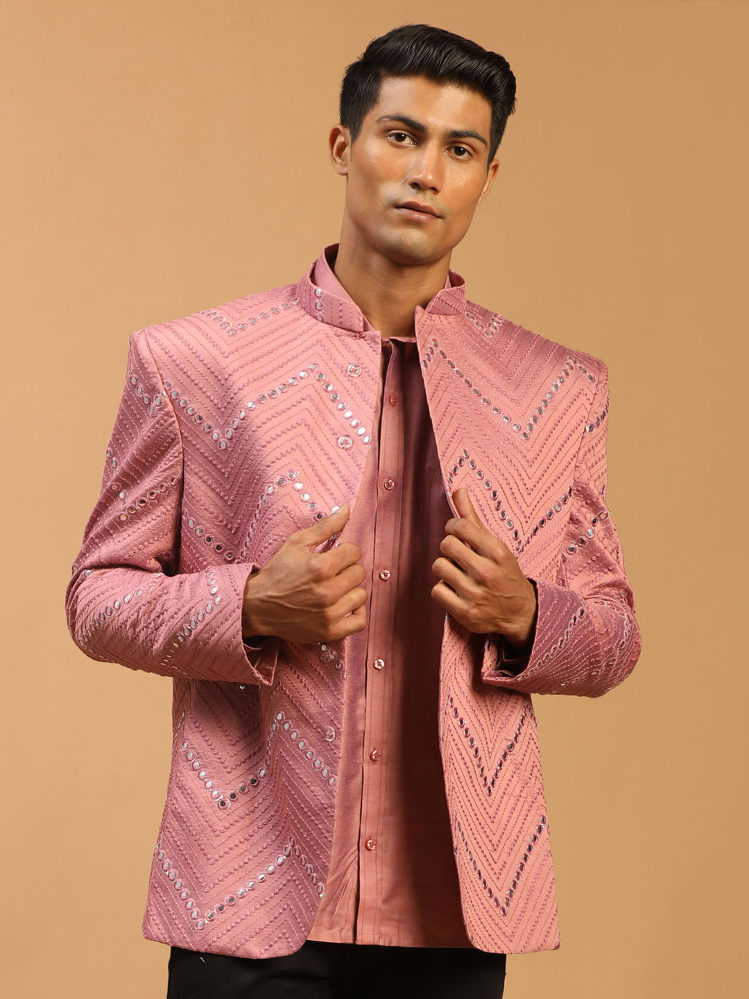 Shrestha By Vastramay Men's Onion Pink Viscose Ethnic Combo Set - Grab2buy