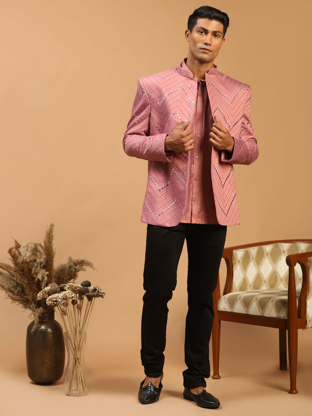 Shrestha By Vastramay Men's Onion Pink Viscose Ethnic Combo Set - Grab2buy