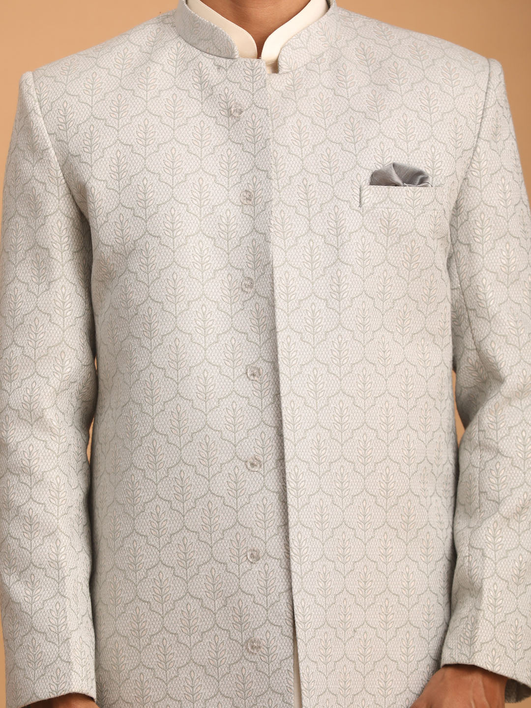 Shrestha by Vastramay Men's Grey And Cream Cotton Blend Ethnic Combo Set - Grab2buy