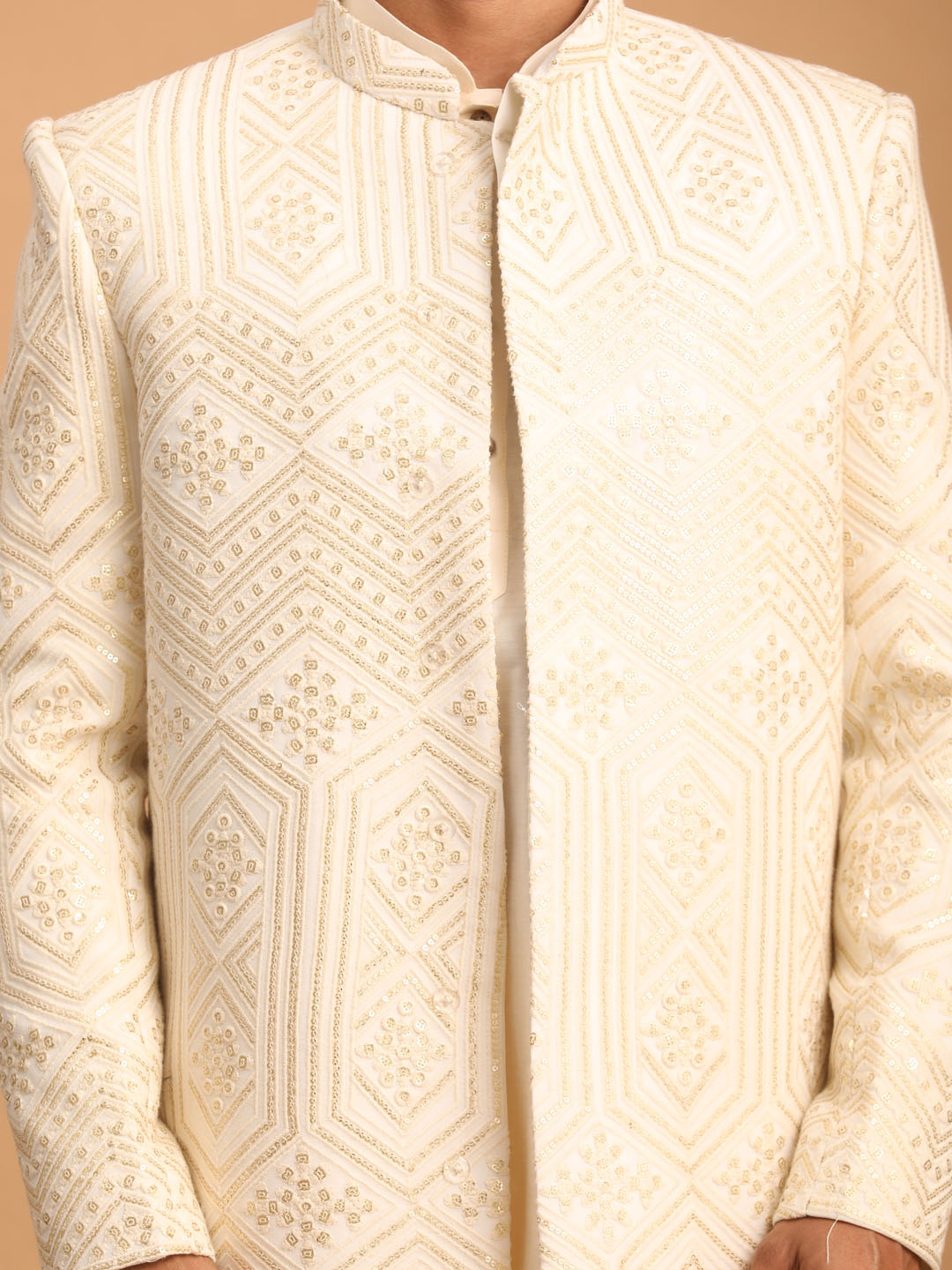 Shrestha by Vastramay Men's Cream Cotton Blend Ethnic Combo Set - Grab2buy
