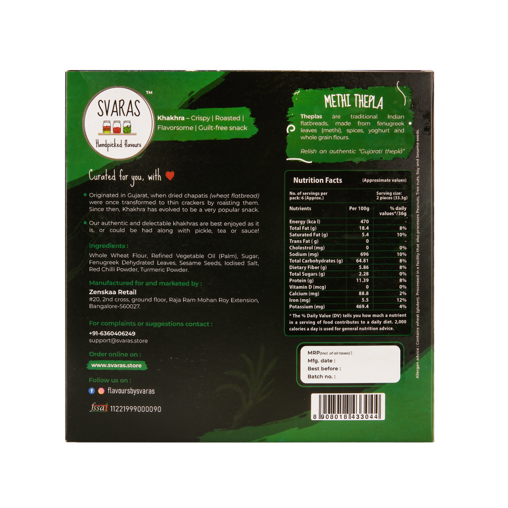 Svaras Methi Thepla Khakhra - Grab2buy