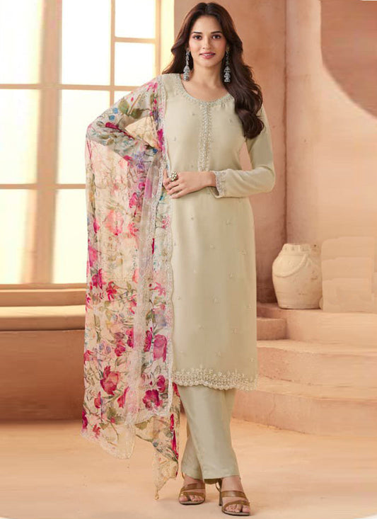 Vegaa Fashion Cream Soft Chiffon Salwar Suit Grab2Buy Vegaa Fashion Grab2Buy