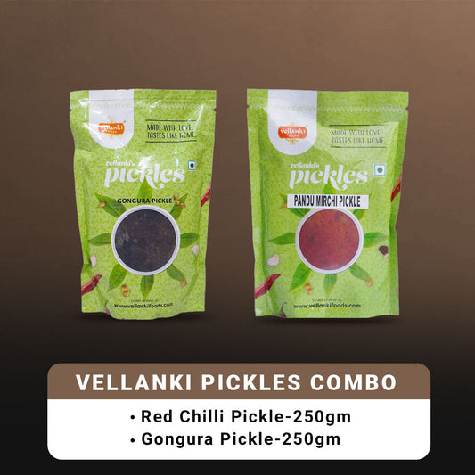 Vellanki Foods - Red Chilli Pickle, Gongura Pickle Combo Pack (Each 250gm) Grab2Buy Vellanki Foods Grab2Buy