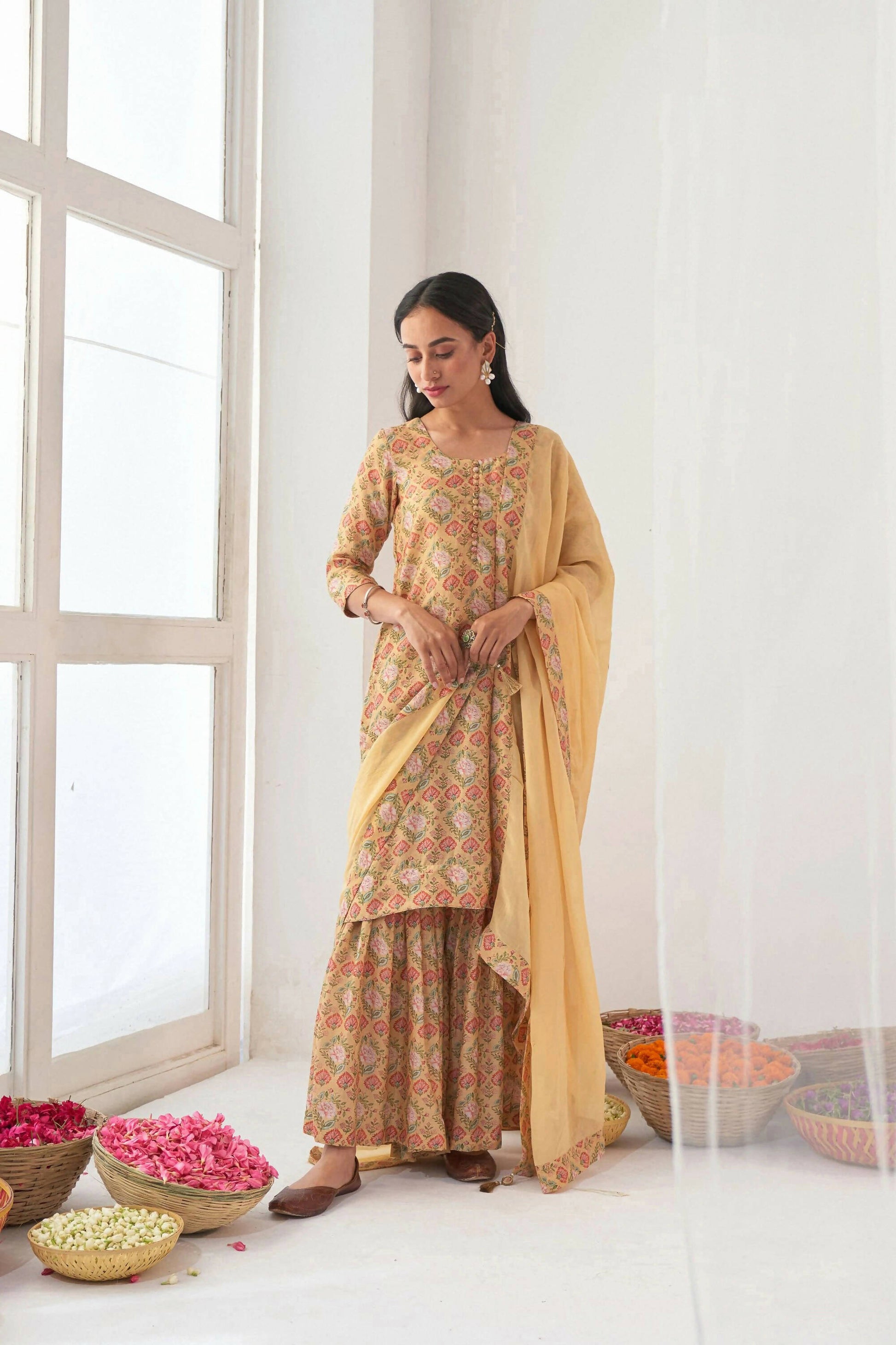 Designer Stylish Yellow Muslin Stitched Suit With Dupatta - Anbazaar - Grab2buy