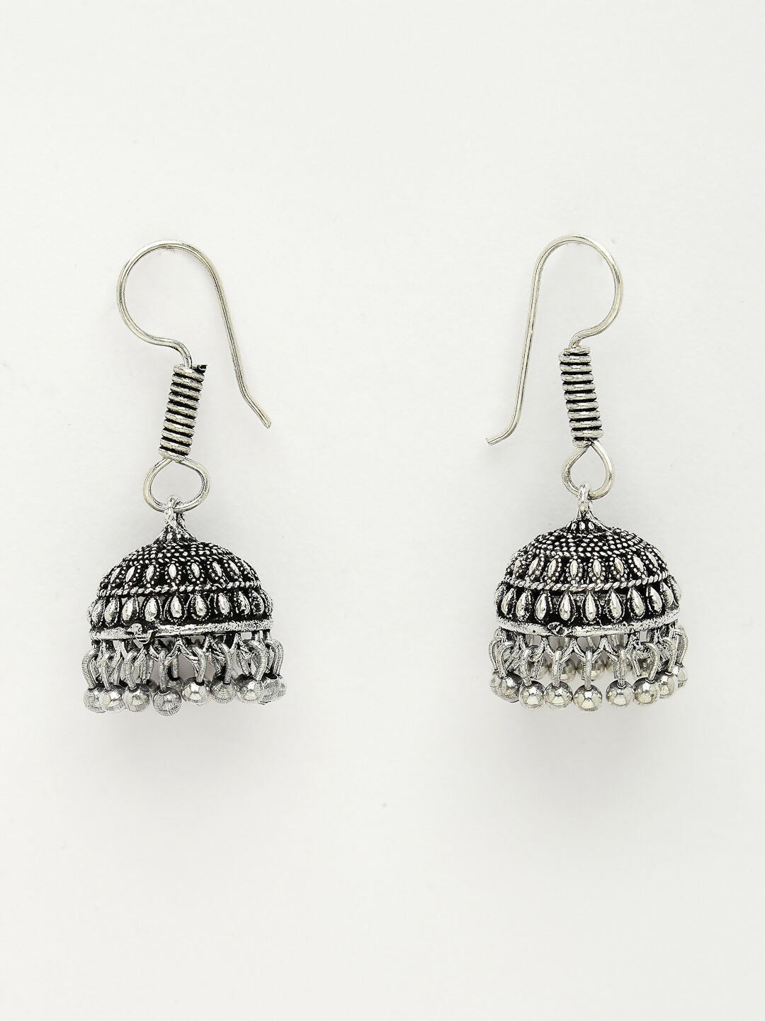 NVR Women's Silver-Toned Peacock Design Oxidized Necklace with Jhumka Earrings - Grab2buy