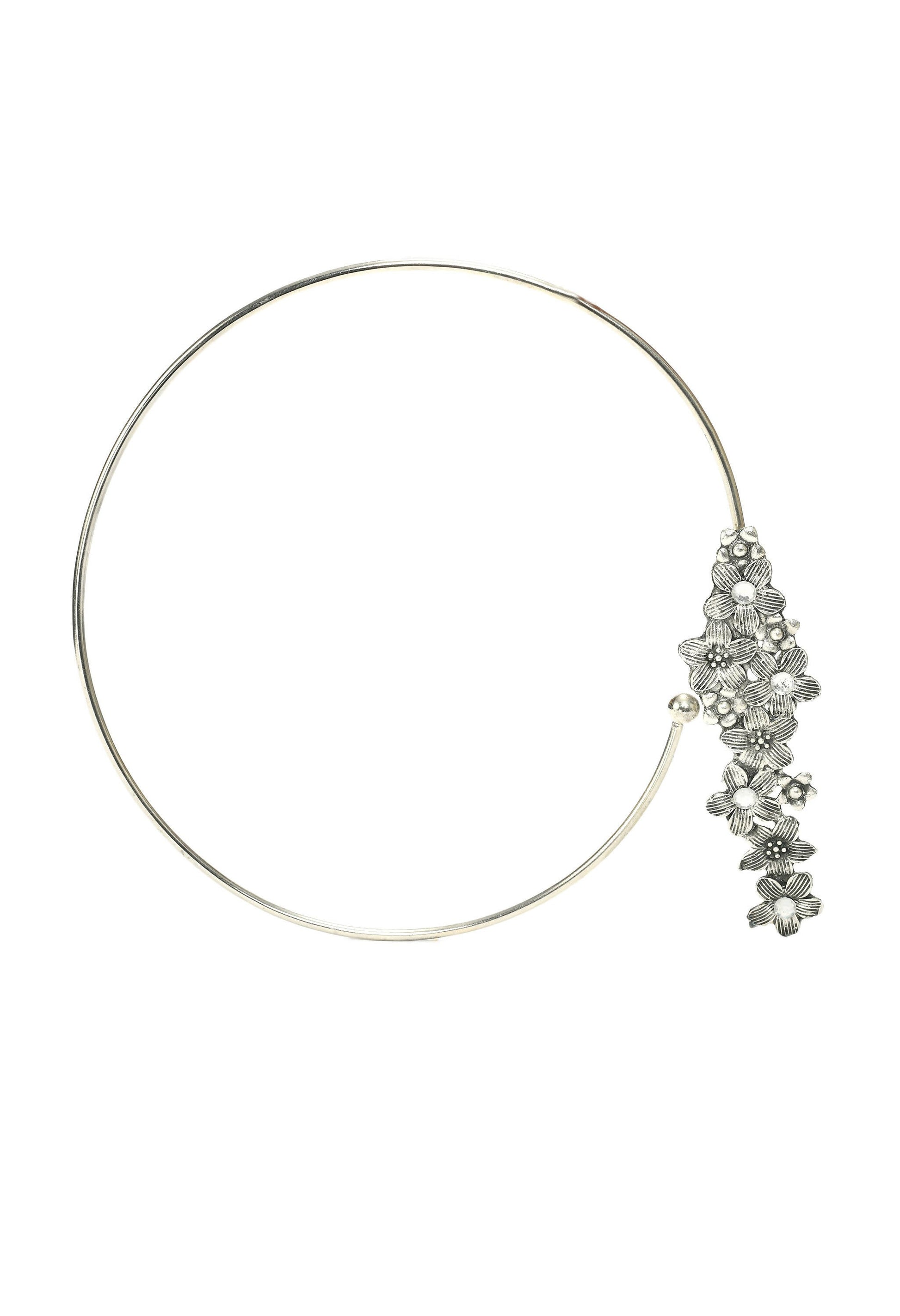 Mominos Fashion Johar Kamal Oxidised Silver-Plated Hasli Design Necklace Choker Set For Women - Grab2buy
