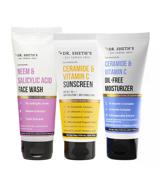 Dr. Sheth's CMS (Cleanser, Moisturizer, Sunscreen) Bestseller Combo Grab2Buy Dr. Sheth's Grab2Buy