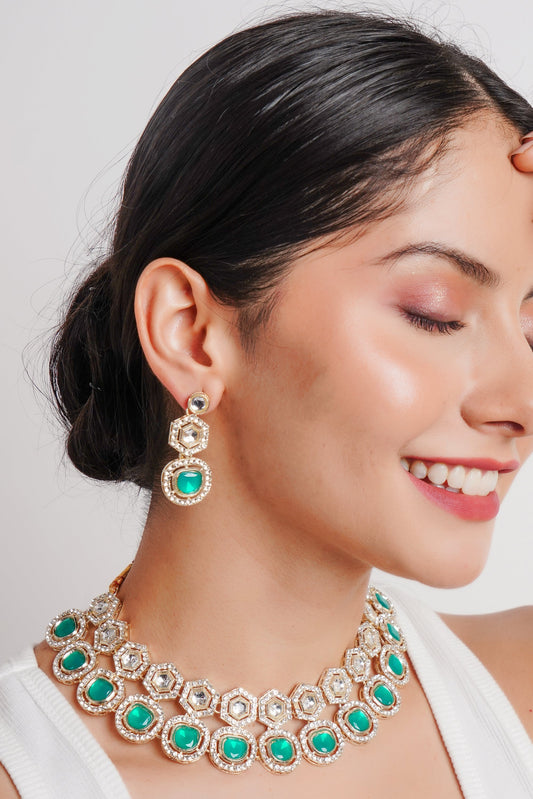 Divisha Alloy Gold-plated Green Jewellery Set Grab2Buy Divisha Grab2Buy