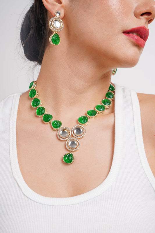Divisha Alloy Gold-plated Green Jewellery Set Grab2Buy Divisha Grab2Buy