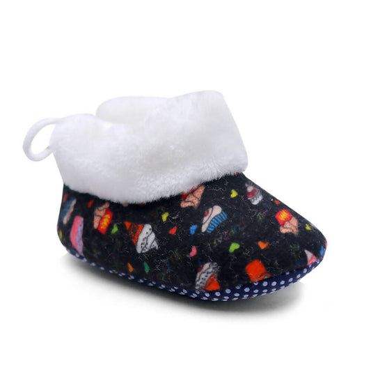 Tiny Bugs Unisex Printed Winter Booties - Black Grab2Buy Tiny Bugs Grab2Buy