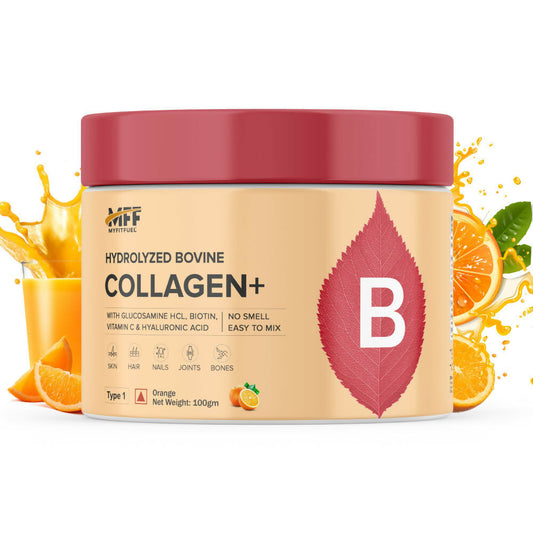 MyFitFuel Hydrolyzed Bovine Collagen + Hyaluronic Acid Biotin Vitamin C Skin Hair Nails - Orange Grab2Buy MyFitFuel Grab2Buy
