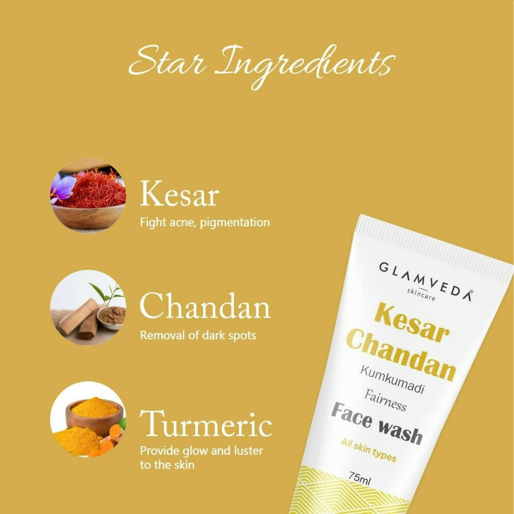 Glamveda Kesar Chandan Kumkumadi Fairness Face Wash - Grab2buy