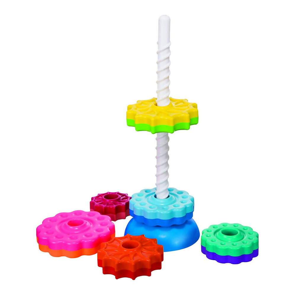 Sardar Ji Ki Dukan Spinning Tower Toy For Kids | Set Of 6 Multi Color Rings Toy For Toddlers To Improve The Dedication And Imagination (Multi Color) - Grab2buy