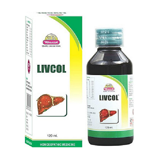 Wheezal Homeopathic Livcol Syrup 120ml for liver care vomiting Indigestion Acidity Gas