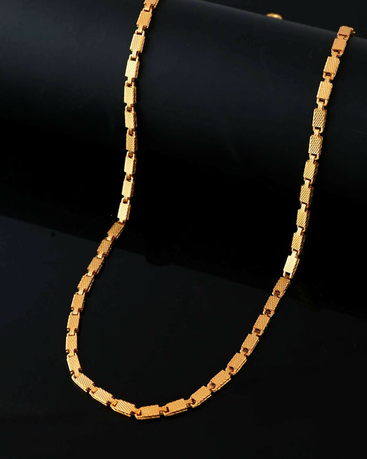 VOJ Gold-Polished Biscuit Shaped Chain For Men