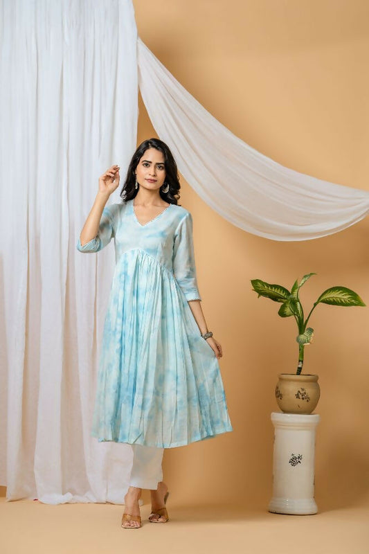 Joban Fashion Blue Tie & Dye Kurta Pant Set