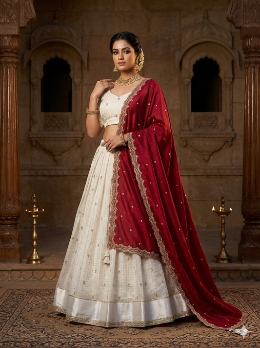 Teeya Creation New Trending Stylish Traditional Lehenga Choli Set- White