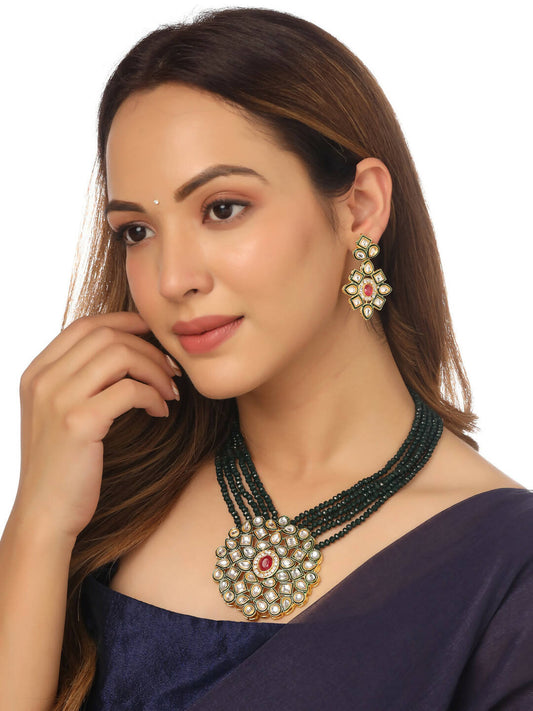 NVR Women Gold Plated Kundan Studded Jewellery Set - Grab2buy