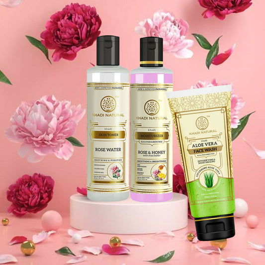 Khadi Natural Glowing Skin Combo - Wash, Tone & Moisturize Grab2Buy Khadi Natural Grab2Buy