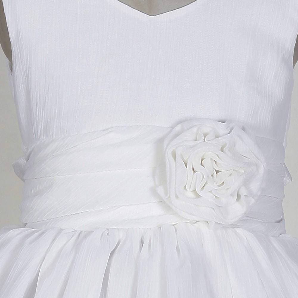 Asmaani Baby Girl's White Colour Satin A-Line Maxi Full Length Dress (AS-DRESS_22170) - Grab2buy