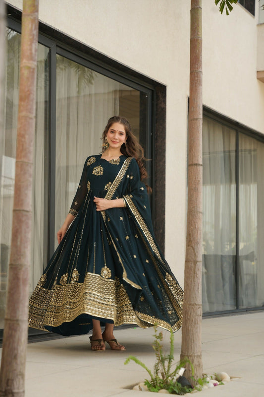 Joban Fashion Rama Georgette Sequence Embroidery Work Kurta Set