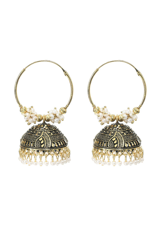 Mominos Fashion Johar Kamal Women's Latest Designer Golden Color Jhumkas