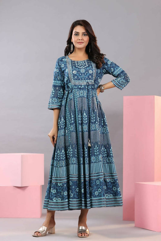Juniper Women Blue Shantoon Floral Printed Maxi Dress