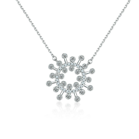 Cauer Moissanite Round Pendant Necklace in 925 Sterling Silver, White Gold Plated Grab2Buy Cauer Grab2Buy