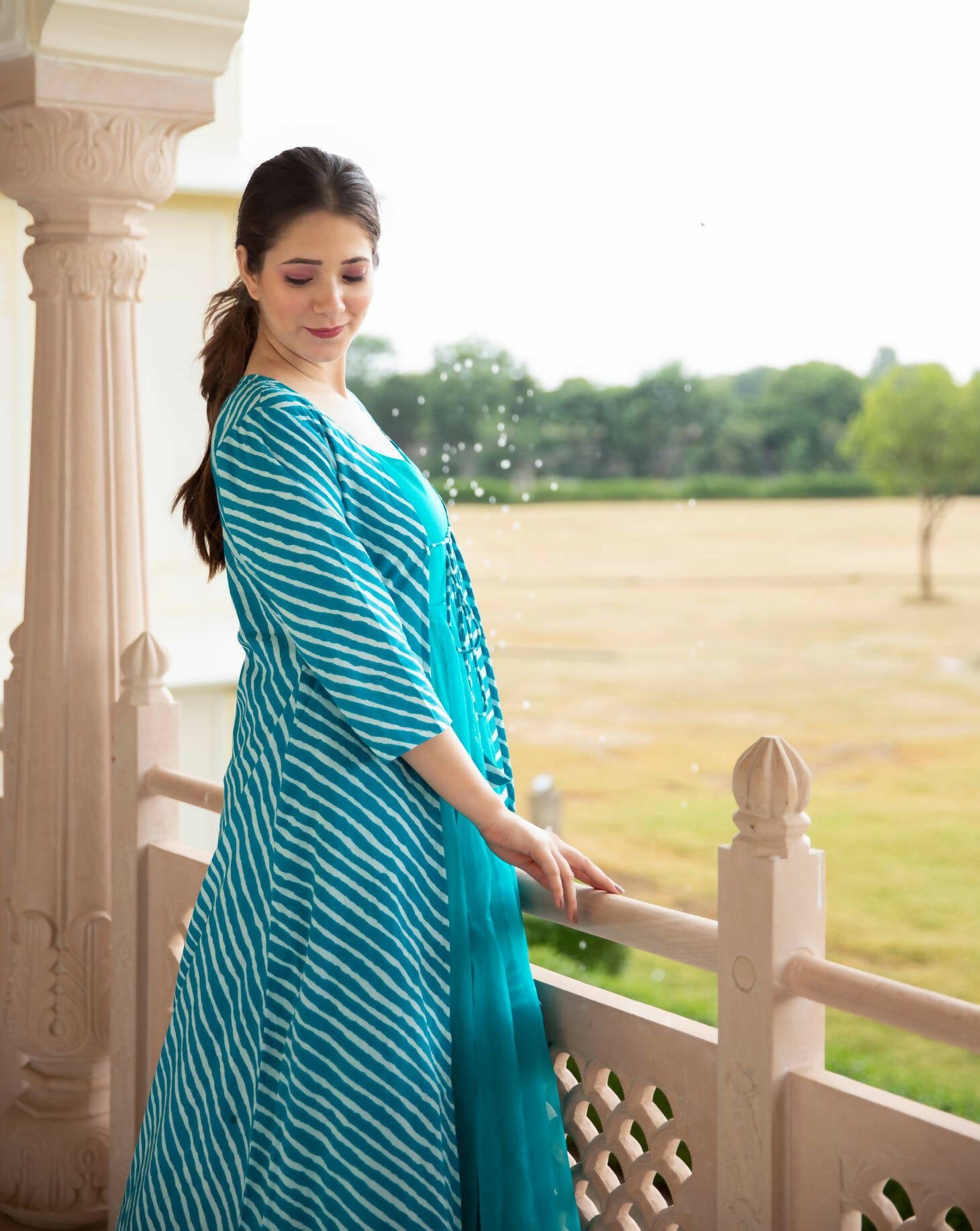 Partywear Designer Digital print Sky Pure Georgette Gown - Anbazaar - Grab2buy
