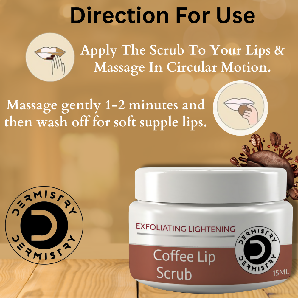 Dermistry Exfoliating Lightening Coffee & Sugar Lip Scrub for Dark Dry Chapped Lips & Pigmentation - Grab2buy