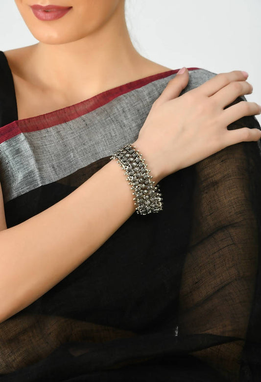 Mominos Fashion Kamal Johar Oxidised Silver-Plated Bracelet - Handcraft
