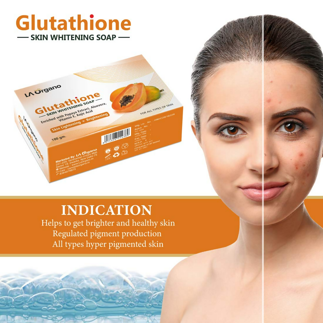 LA Organo Glutathione Papaya Soap and Papaya Cream Combo - Grab2buy